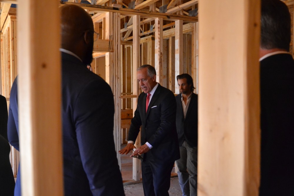 Michael Hartnett, CEO of Kensington Property Group LLC, gives a tour of the Auden Upstate construction site. (Photo/Ross Norton)