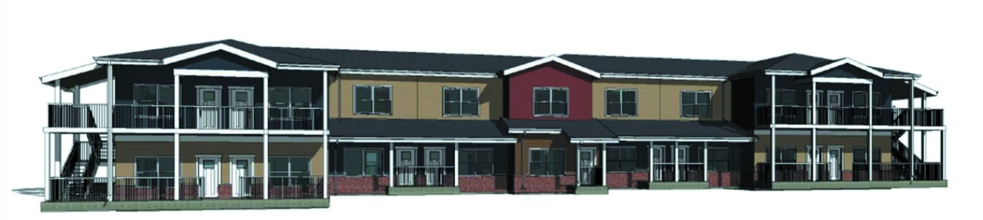 BMarko's first affordable housing complex built from prefabricated modules, shown here, will be constructed in Spartanburg. (Rendering/Provided)
