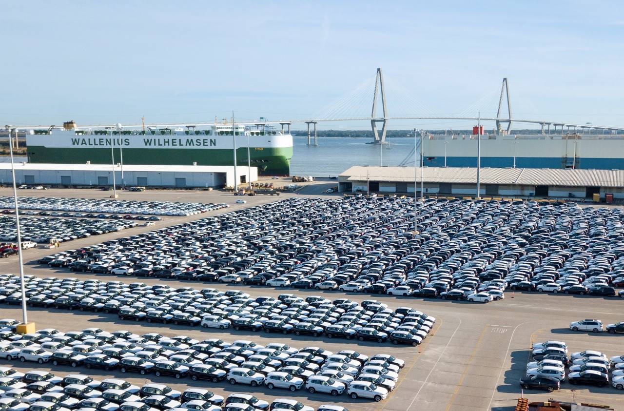 BMW vehicles made at Plant Spartanburg await transport at the Port of Charleston. (Photo/Provided)