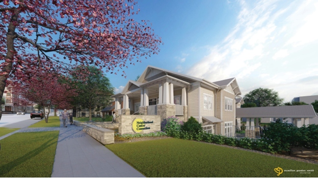 The new building also comes with a new brand for the Cancer Society of Greenville County as the Neighborhood Cancer Connection. (Rendering/McMillan Pazdan Smith)