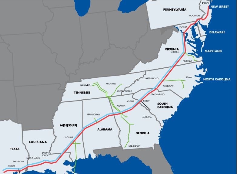 The Colonial Pipeline company transports 100 million gallons of fuel daily across 5,500 miles. (Map/Provided)