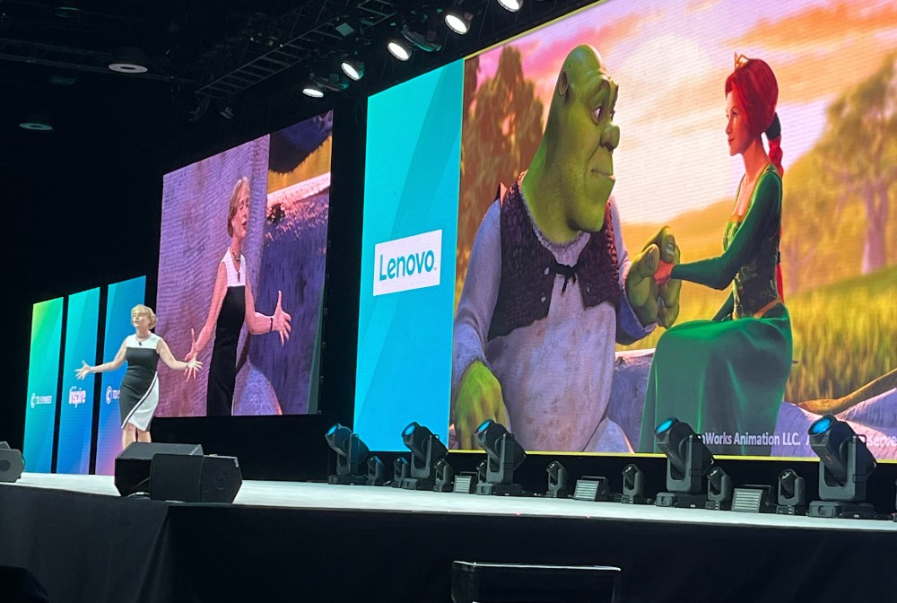 Dreamworks executive Kate Swanborg shares how TD Synnex products have spurred on a technological revolution in the animation field at Greenville's latest Inspire conference. (Photo/Molly Hulsey)