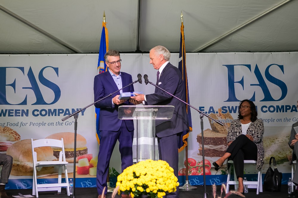 E.A. Sween President and CEO Tom H. Sween, left, is welcomes to South Carolina by Gov. Henry McMaster. (Photo/Provided)