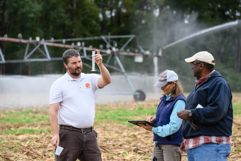 Kendall Kirk, precision agriculture engineer and director of Clemson University Center for Agricultural Technology, does research in a farm field. (Photo/Clemson University)