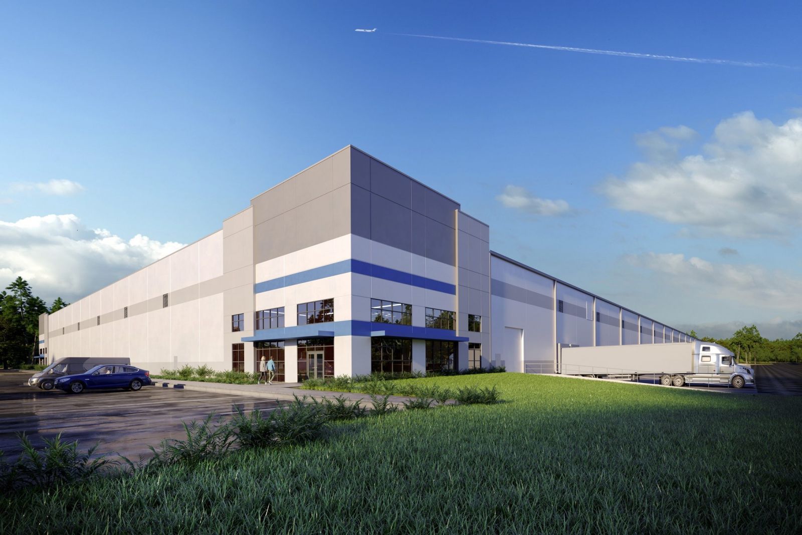The 476,280-square-foot distribution center is located adjacent to the incoming $450 Walmart distribution center. (Rendering/Provided)