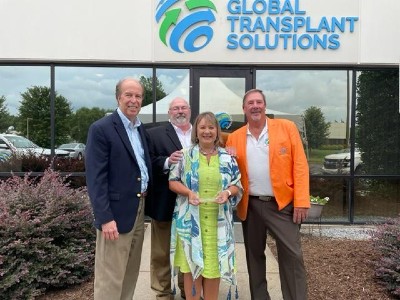 Steve Johnson, Tim Bruce, Leanne Burkhead, and John Bruens (l-r) celebrate Global Transplant Solutions' success. (Photo/Provided)