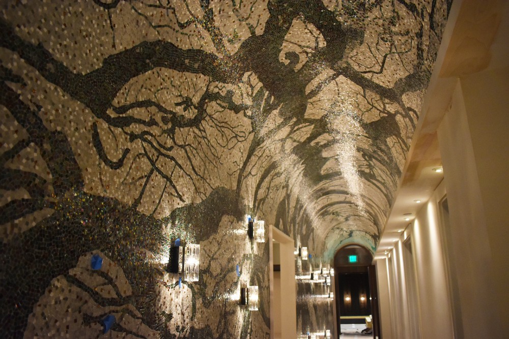 A tree mosaic lines the lodge's private spa corridor on the ground floor. (Photo/Molly Hulsey)