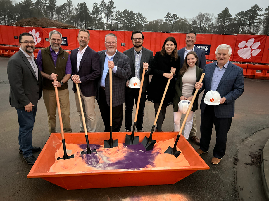 Designers from Garvin Design Group and HNTB were part of Clemson University's groundbreaking ceremony for the women's sports program expansion project. (Photo/Garvin Design Group)