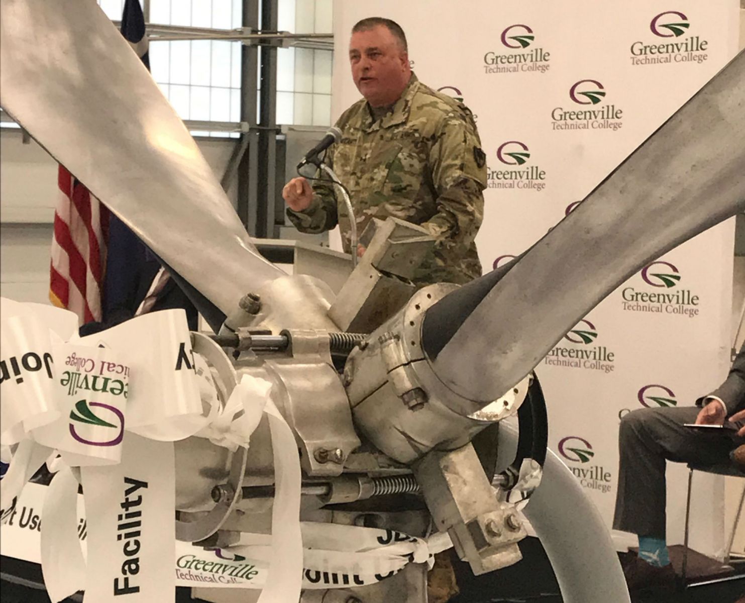 Maj. Gen. R. Van McCarty, deputy adjutant general of the S.C. National Guard, makes remarks during the opening of the Joint Use Facility the Guard will share with Greenville Technical College. (Photo/Teresa Cutlip)