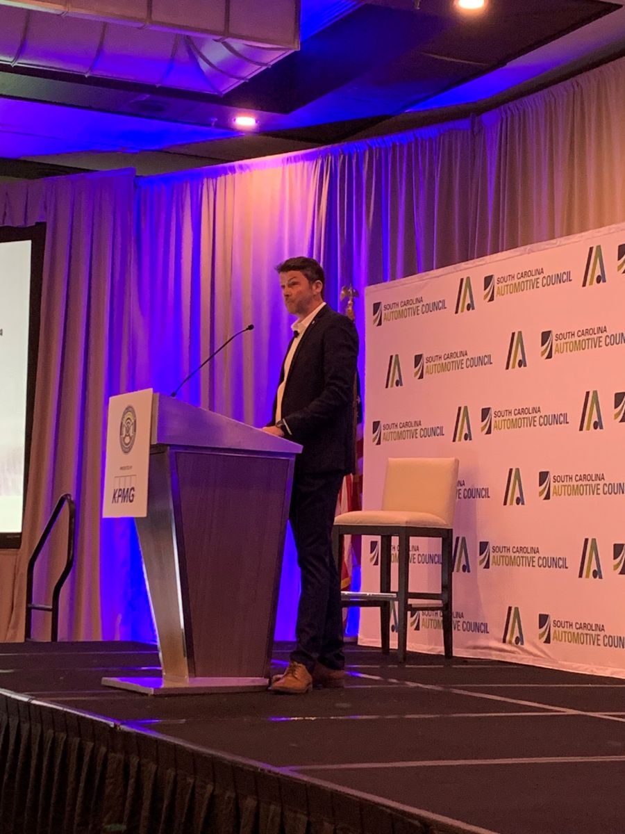 Alexis Garcin, president and CEO of Michelin North America Inc., was the keynote speaker at the South Carolina Automotive Summit on Wednesday. (Photo/Krys Merryman)