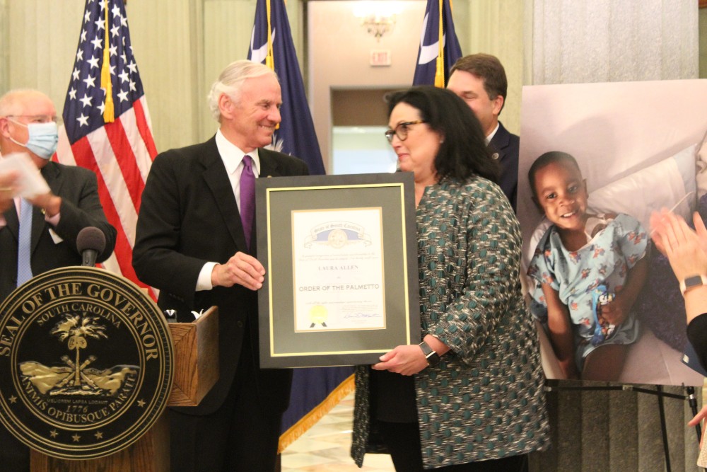 Gov. Henry McMaster surprised the latest Order of the Palmetto honoree with the announcement on Monday in Columbia. (Photo/Provided)