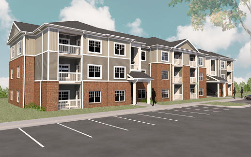 NHE's The Parkside at Hickory Grove is the company's first affordable housing development in North Carolina. (Rendering/Provided)