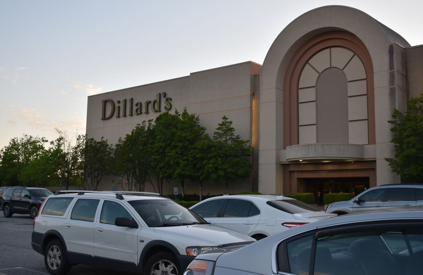 Even on a Tuesday night past closing time at Dillard's in Greenville's Haywood Mall, dozens of cars were parked near the entrance to the store, as shoppers rushed home with their bags. (Photo/Molly Hulsey)