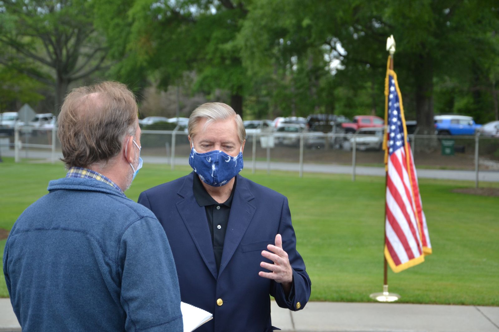 Sen. Lindsey Graham followed up on a pledge he made at a press conference at Milliken's Pendleton plant in April. (Photo/Ross Norton)