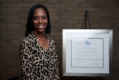 Takeysha Foster, a registered nurse at Spartanburg Regional Healthcare System, represented all healthcare workers who received the Neville Holcome Distinguished Citizenship Award. (Photo/Provided)