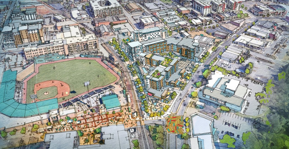 Urban Design Associates, which produced Greenville's  master plan, created drawings to help envision what the area could look like. (Rendering/City of Greenville)