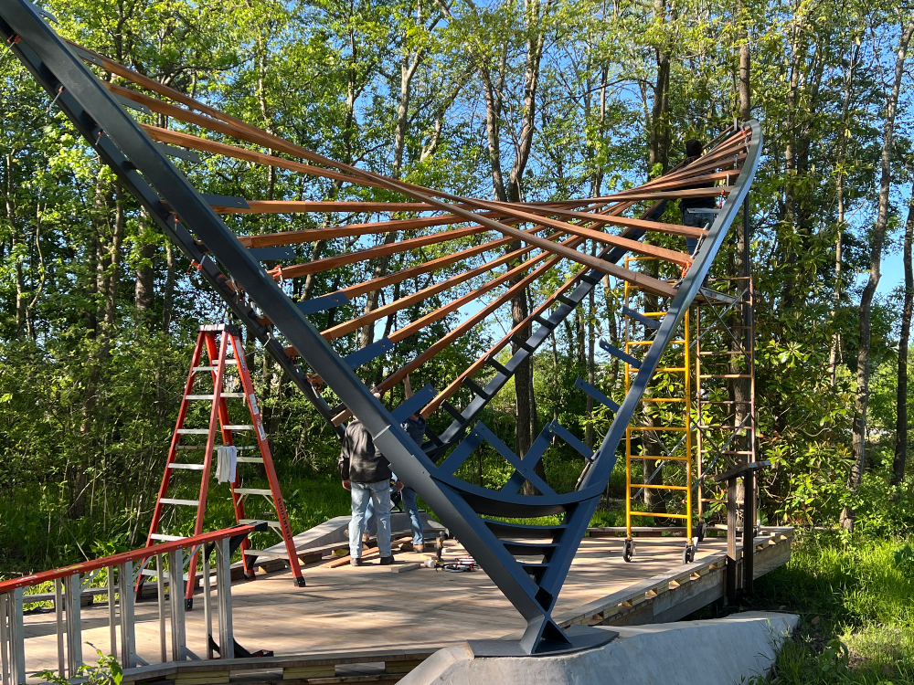 The Duke Energy Outdoor Classroom under construction at the Reedy River Wetlands Preserve at Unity Park. (Photo/Hughes Agency)