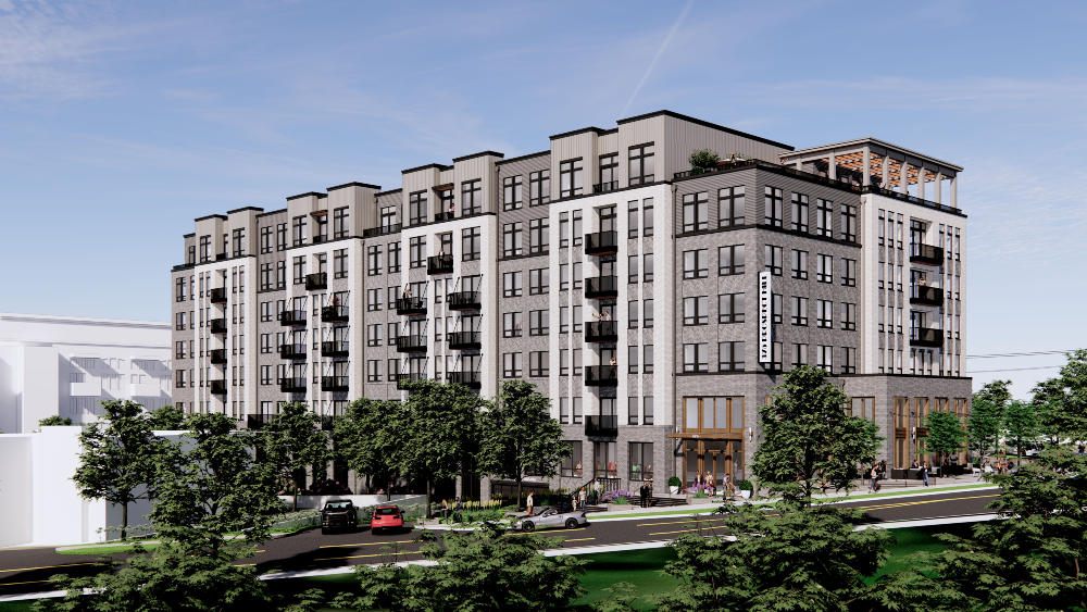 The 75-foot-tall Prospect Hill Residences by Washington, D.C. area-based Red Fox Development Co. will be located at 375 W. Broad St. in Greenville. (Rendering/Red Fox Development Co.)