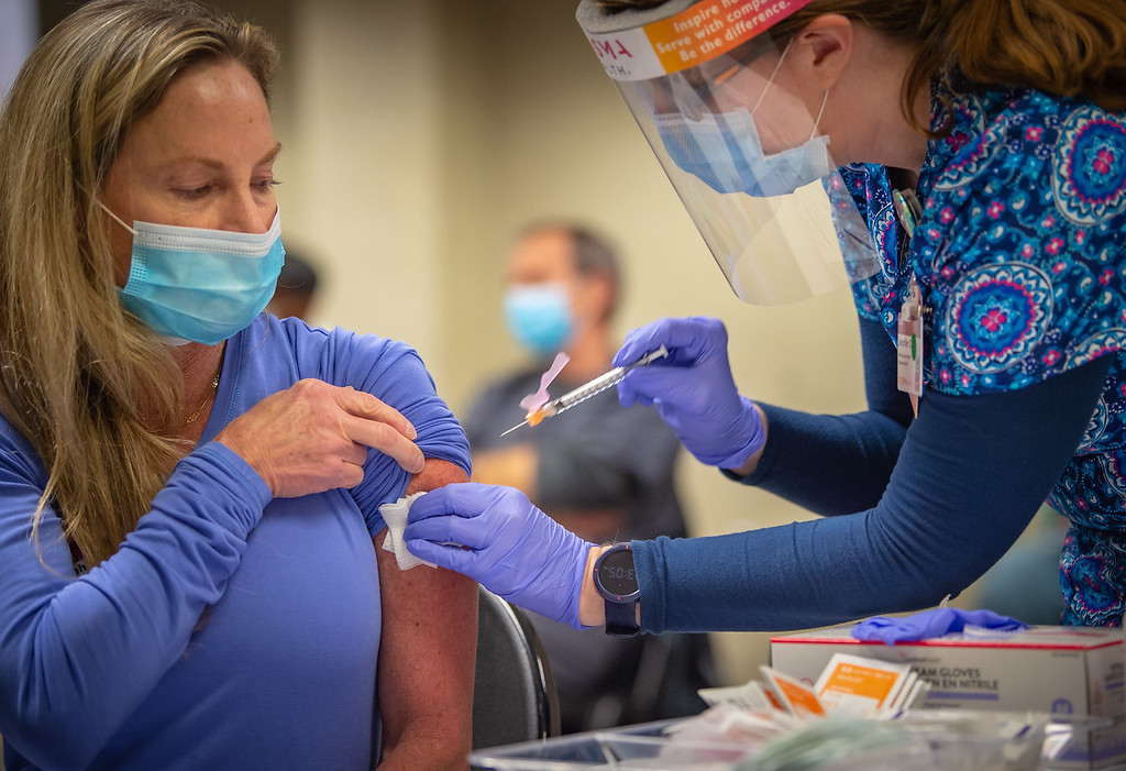 A Prisma Health employee receives a COVID-19 vaccine during the first vaccine rollout. (Photo/Provided)
