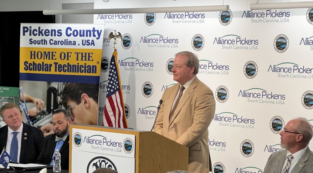 Commerce Secretary Harry Lightsey congratulated the Pickens County team of industrial recruiters and politicians who helped FN America LLC find a home for its next manufacturing plant. (Photo/Ross Norton)