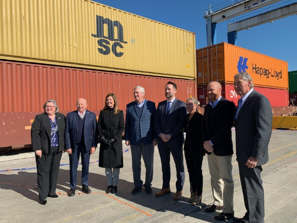 Ports and elected officials celebrate Friday's announcement about the expansion of Inland Port Greer. (Photo/Krys Merryman)