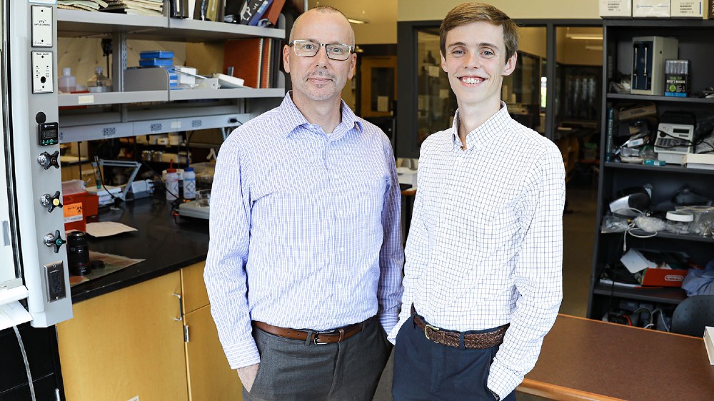 Furman senior Trent Stubbs and chemistry professor Greg Springsteen were awarded the first S.C. Research Authority grant offered to a private school for their life sciences startup. (Photo/Provided)