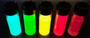 Tetramer scientists took this photo showing glowing quantum dot materials in their Pendleton lab. (Photo/Tetramer)