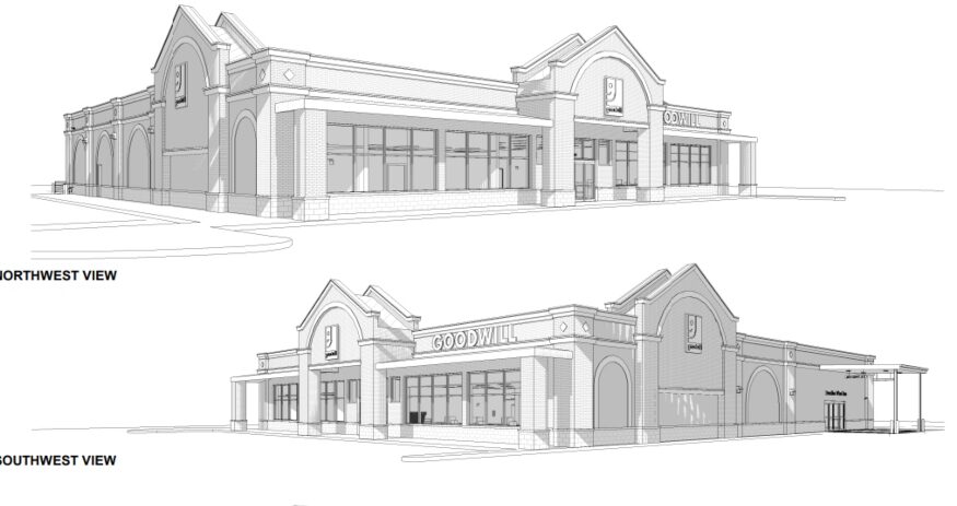 The new store, built by Sossamon Construction, is close to the old Goodwill location in Gaffney. (Rendering/Langley & Associates)