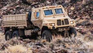 Don Bent’s tenure at Oshkosh Defense included helping lead the production in a division called Family of Medium Tactical Vehicles, which produced vehicles such as this A2 Armored truck. (Photo/Oshkosh Defense)